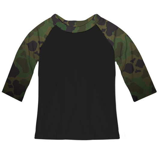 Green Camo Black Raglan Tee