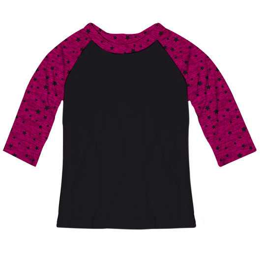 Star Studded Pink and Black Raglan Tee