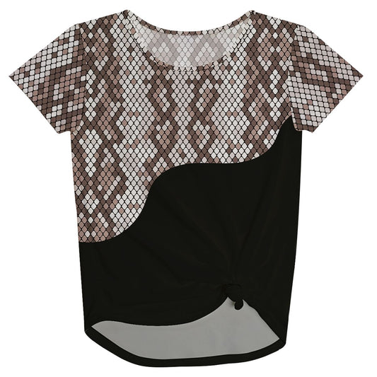 Snakeskin Short Sleeve Knot Top