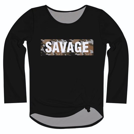 Pink Savage Long Sleeve Knot Top