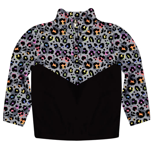 Neon Leopard Print Long Sleeve Quarter Zip