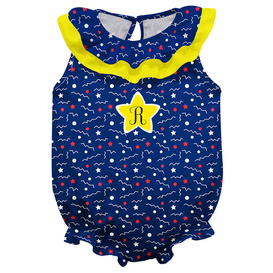Electric Print Navy PP Girls Sleeveless Onesie
