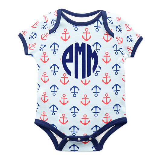 Anchor Lt Blue Boys Onesie Short Sleeve