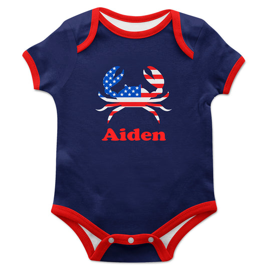 Crab Navy Boys Onesie Short Sleeve