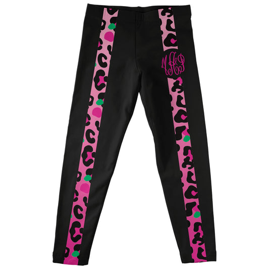 Animal Print Personalized Monogram Black Leggings