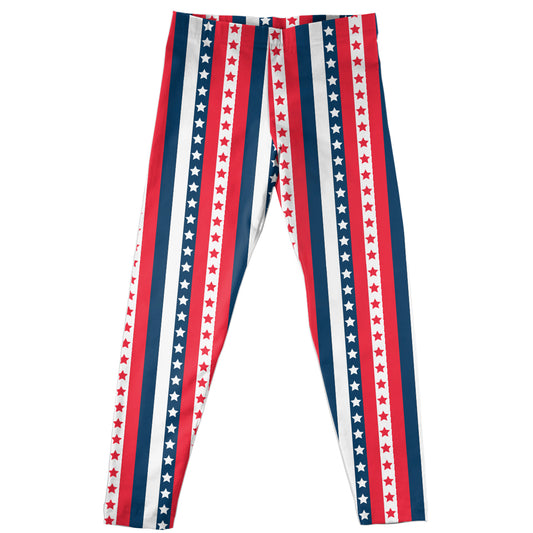 America Stars Red Navy and White Stripes Leggings