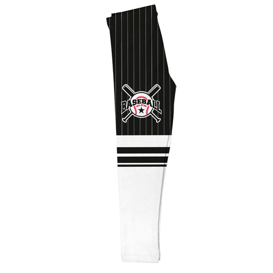 Baseball White and Black Leggings