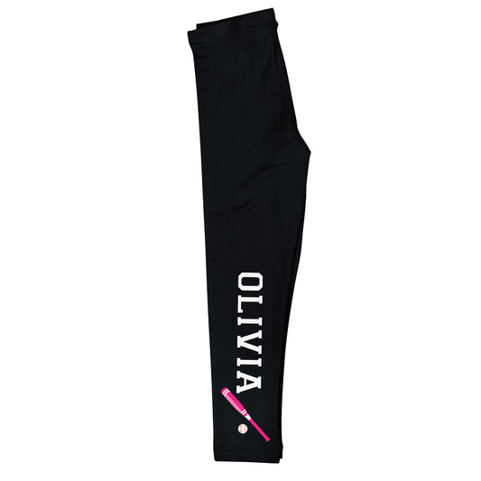 Baseball Name Black Leggings