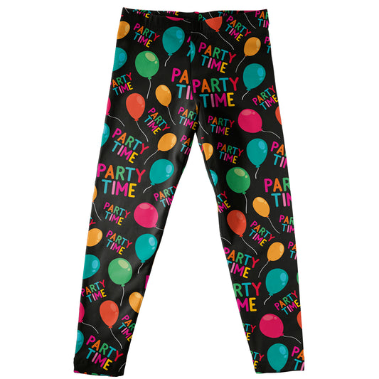 Balloons Party Time Print Black Leggings