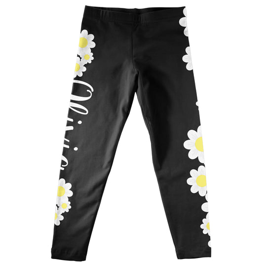 Daisies Name Black Leggings