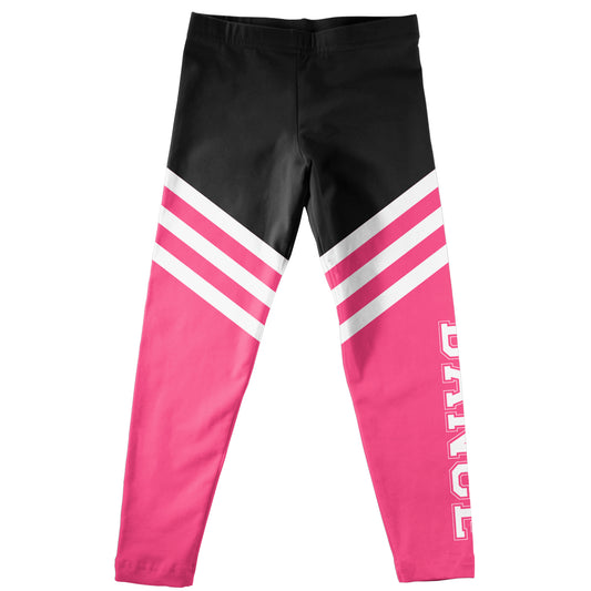 Dance White Stripes Black and Pink Leggings