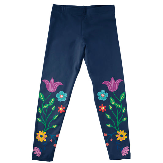 Flowers Navy Leggings