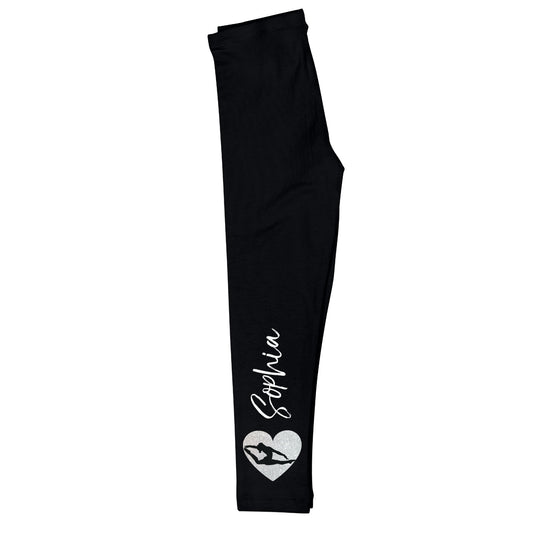 Gymnast Heart Personalized Name Black Leggings