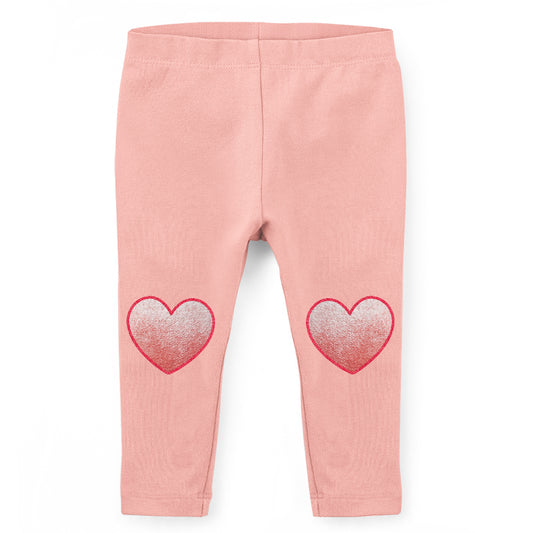 Glitter Heart Coral Leggings