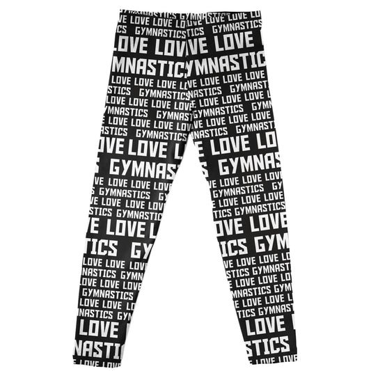 Gymnastics Print Black and White Leggings
