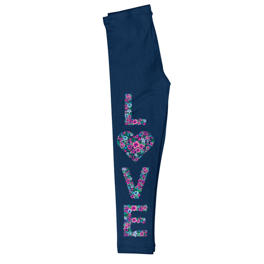Love Flowers Navy Leggings