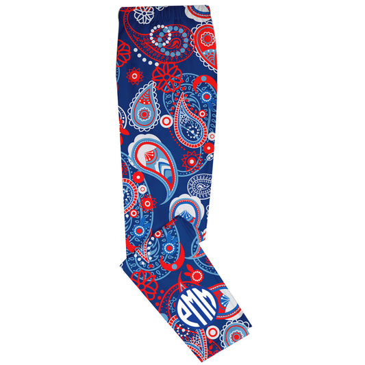 Paisley Print Monogram Blue Leggings