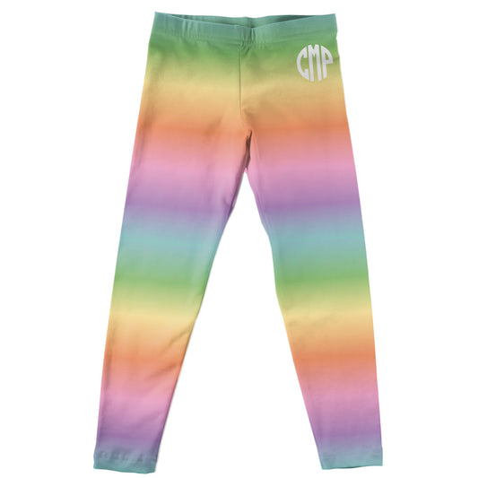 Rainbow Personalized Monogram Pink and Yellow Leggings