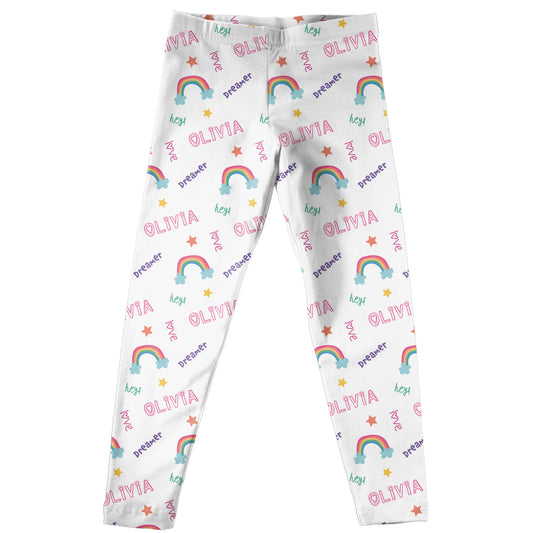 Rainbow White Leggings