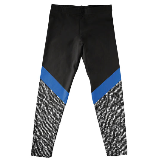 Stripe Black Blue and White Leggings