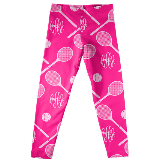 Tennis Elements Monogram Print Hot Pink Leggings