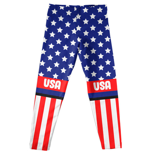 USA Flag Blue and White Leggings