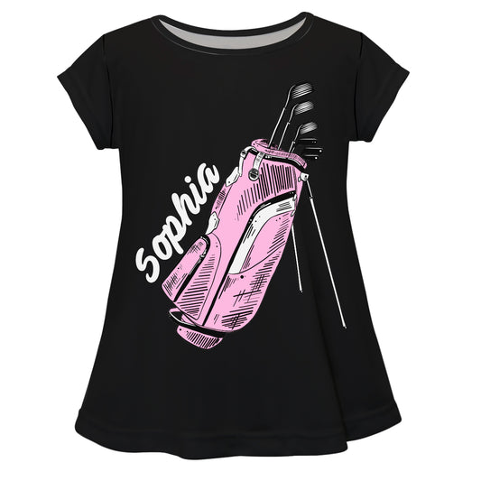 Golf Personalized Name Black Short Sleeve Laurie Top