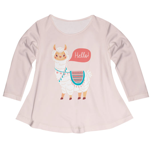 Hello Llama Light Peach Long Sleeve Laurie Top - Wimziy&Co.