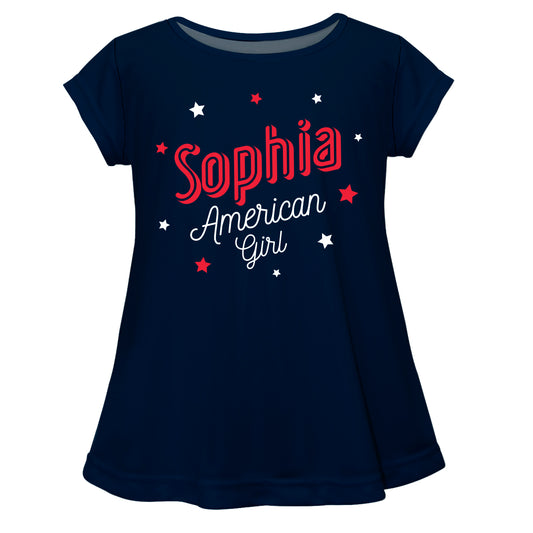 American Girl Personalized Name Navy Short Sleeve Laurie Top