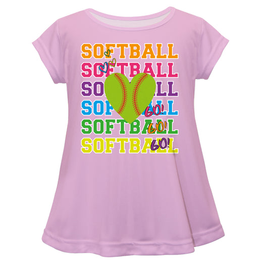 Softball Heart Light Pink Short Sleeve Laurie Top
