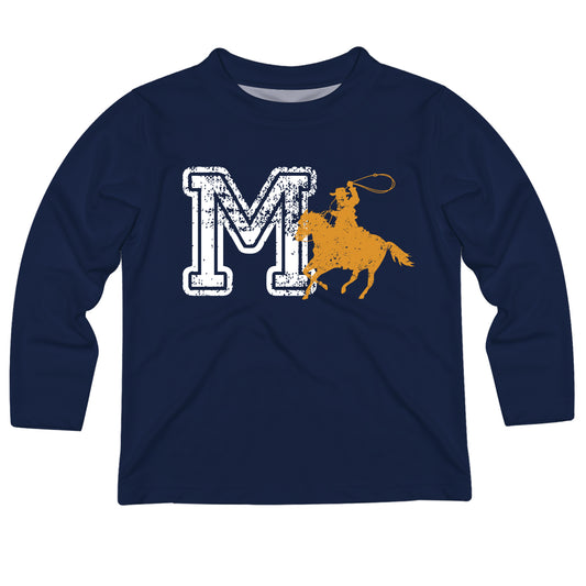 Cowboy Initial Name Navy Long Sleeve Tee Shirt