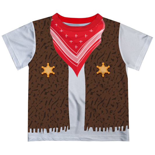 Cowboy Vest Dapper White Short Sleeve Tee Shirt