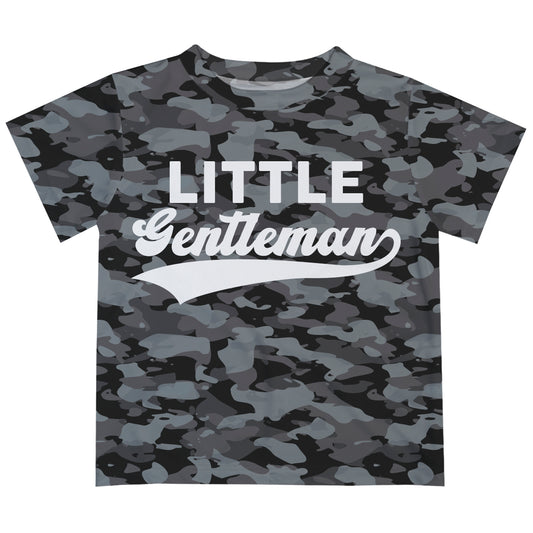 Little Gentleman Gray and Black Camo Short Sleeve Tee Shirt