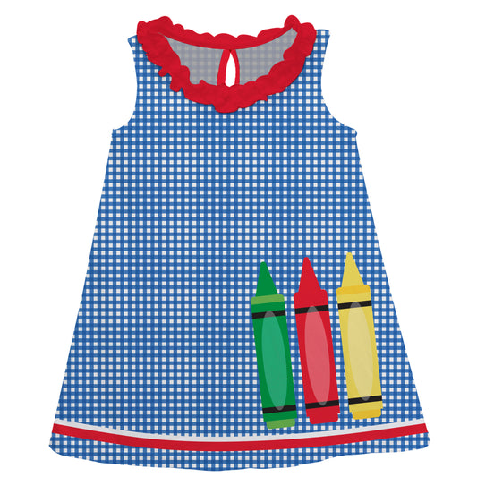 Crayons Blue Check and Red A Line Dress - Wimziy&Co.