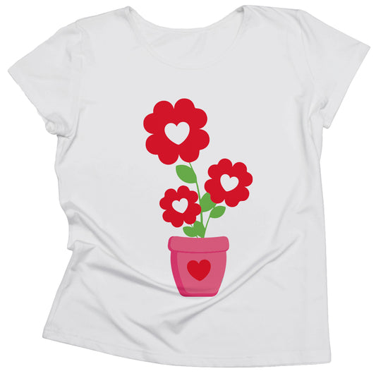 Flower White Short Sleeve Tee Shirt