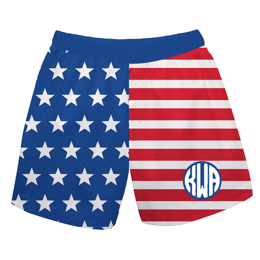 Usa Flag Monogram Pull On Short