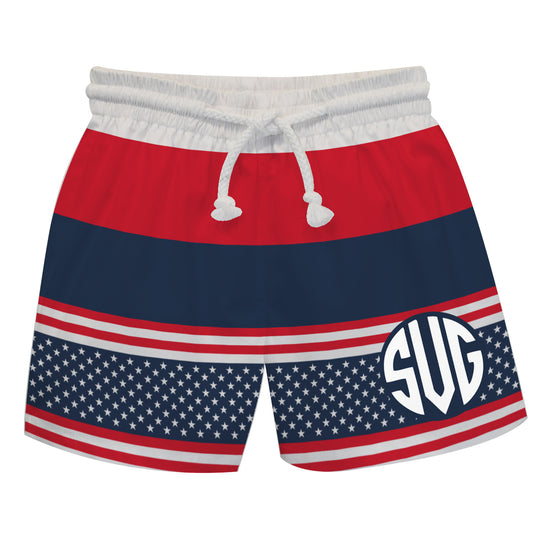 Americana Stars White and Red Stripes Swimtrunk