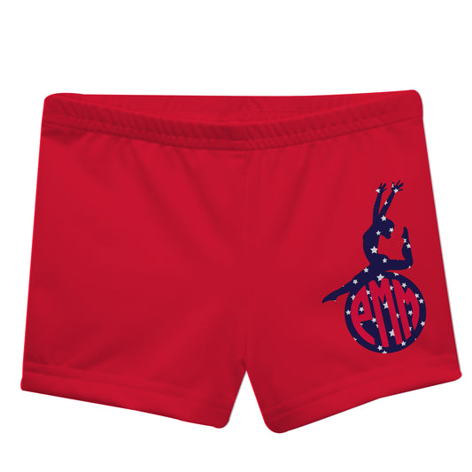Gymnastics Stars Monogram Red Girls Shorties - Wimziy&Co.