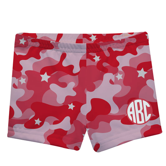 White Monogram Stars Camo Pink and White Girls Shorties