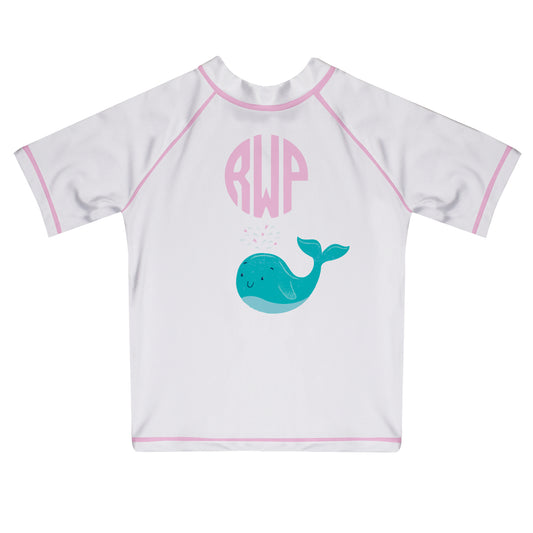 Whale Name White Short Sleeve Rash Guard