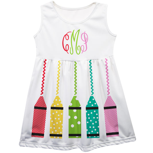 Crayons Personalized Monogram White Tank Dress
