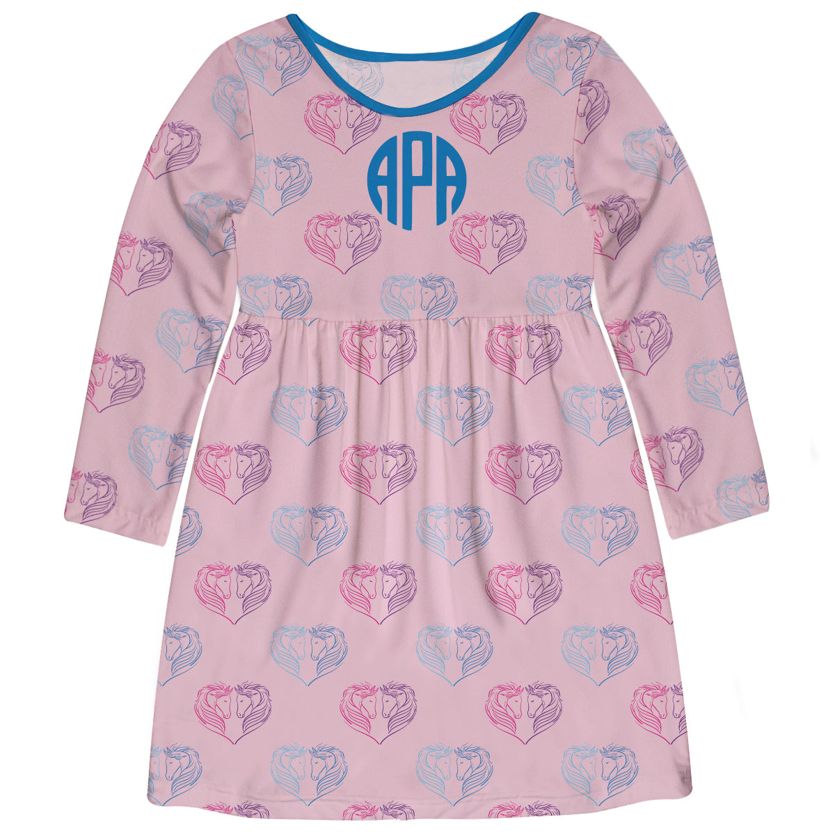 Horses Heart Personalized Monogram Pink Long Sleeve Tank Dress