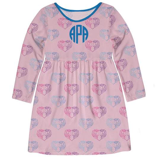 Horses Heart Personalized Monogram Pink Long Sleeve Tank Dress