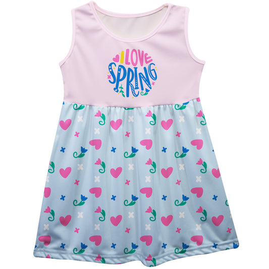 Love Spring Pink and Light Blue Tank Dress