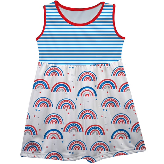 Rainbows Print Blue and White Tank Dress