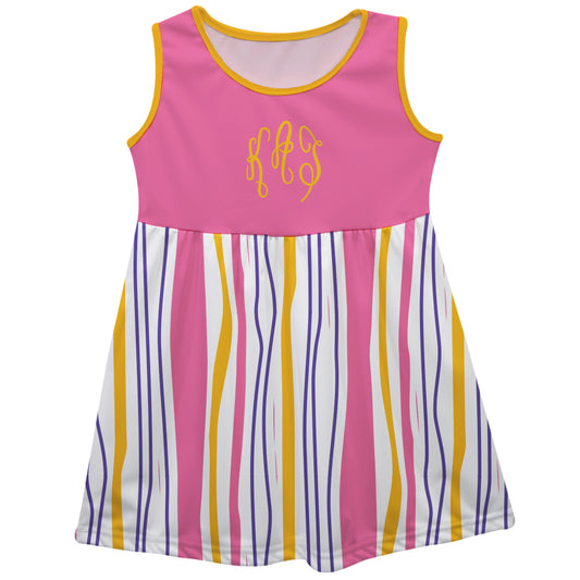 Stripes Personalized Monogram Pink and WhiteTank Dress