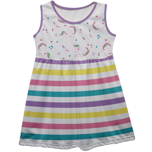 Unicorn Print Rainbow Color Stripes Tank Top
