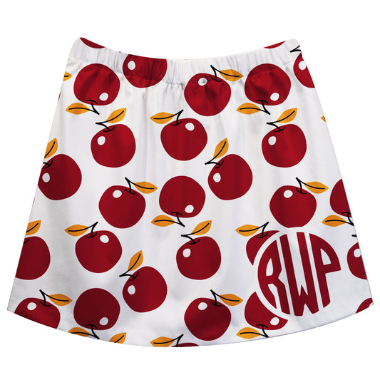 Apple Print Monogram White Skirt