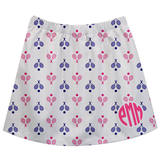 Tennis Print Monogram White Skirt