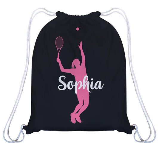 Tennis Name Black Fleece Gym Bag